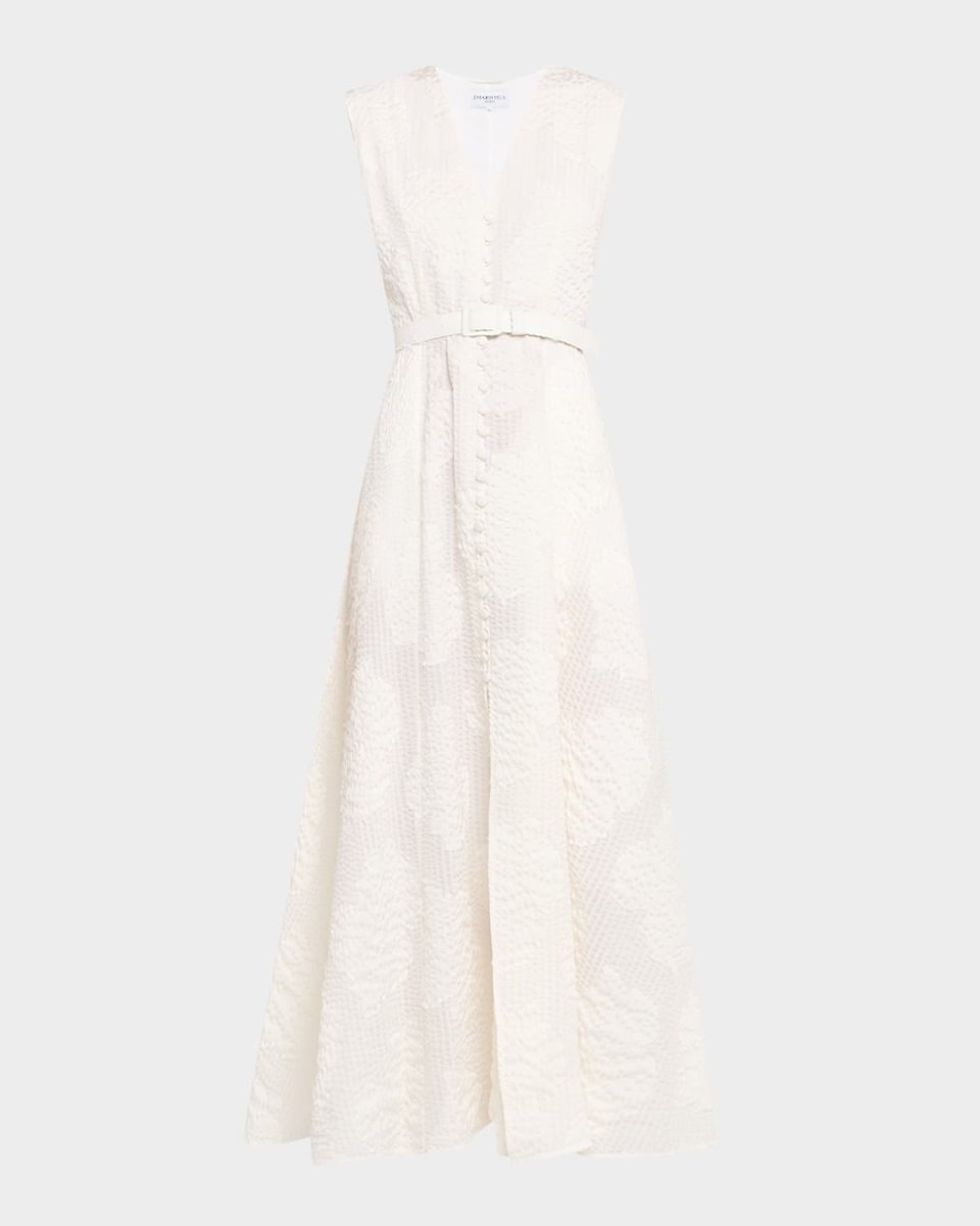 Caroline Seersucker Fil Coupe Poplin Maxi Dress